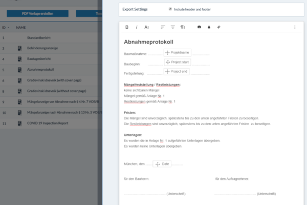 Übergabeprotokoll mit Mustervorlage per Klick erstellen PlanRadar