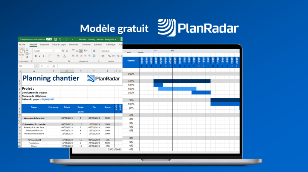 Planning chantier Excel Gratuit PlanRadar FR