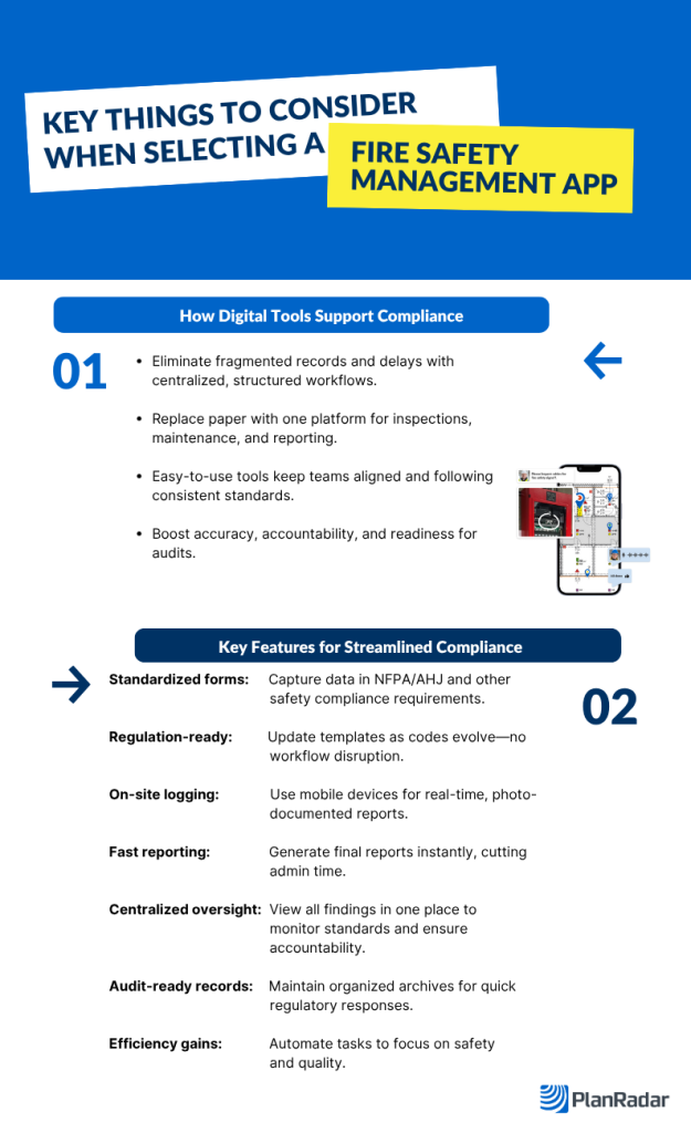 Infographic: key things to consider when selecting a fire safety management app