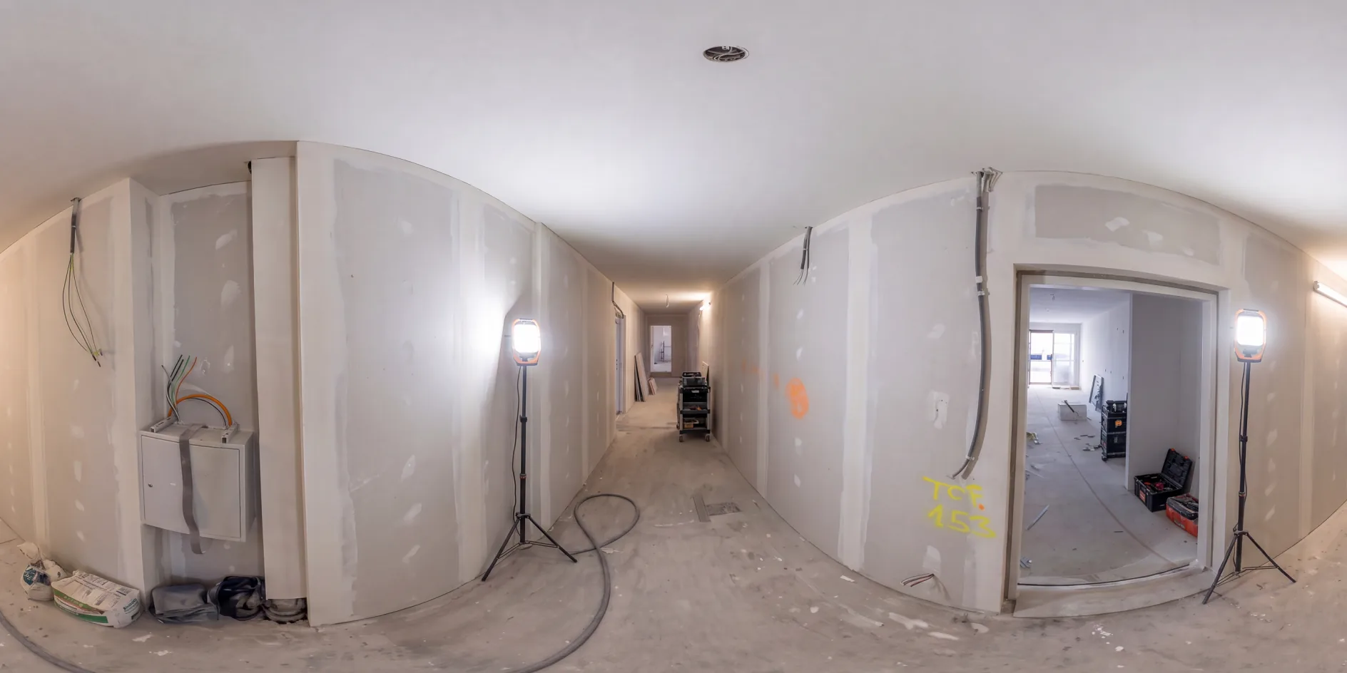 Behind the wall — plasterboard closed