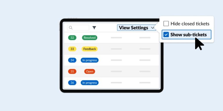 Subticket visibility in Ticket view