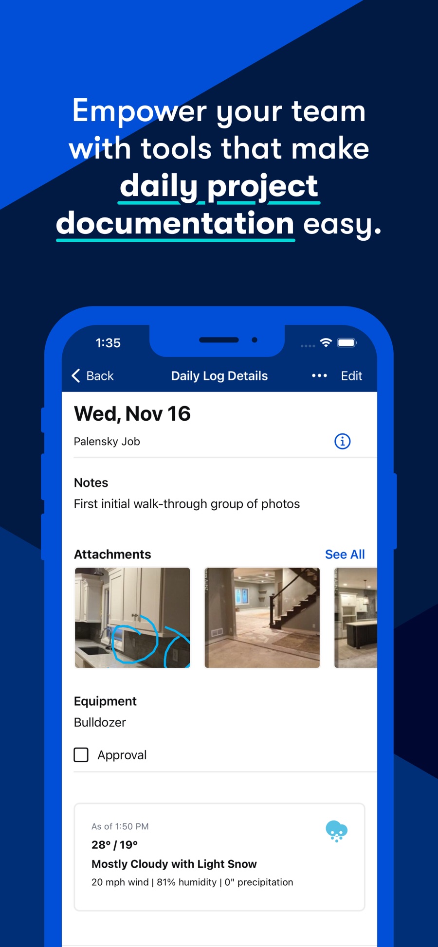 Buildertrend app showing a residential build
