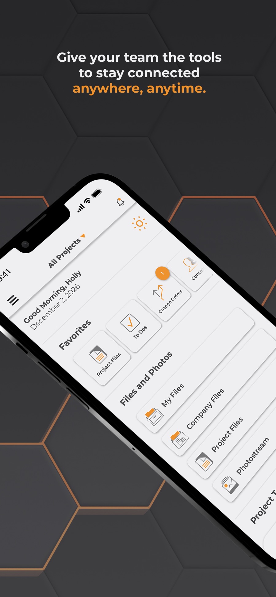 ConstructionOnline app showing project scheduling