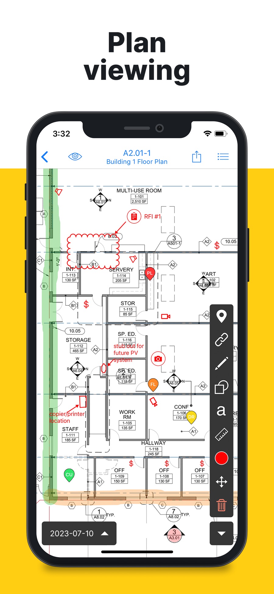 Fieldwire app showing jobsite plans and tasks