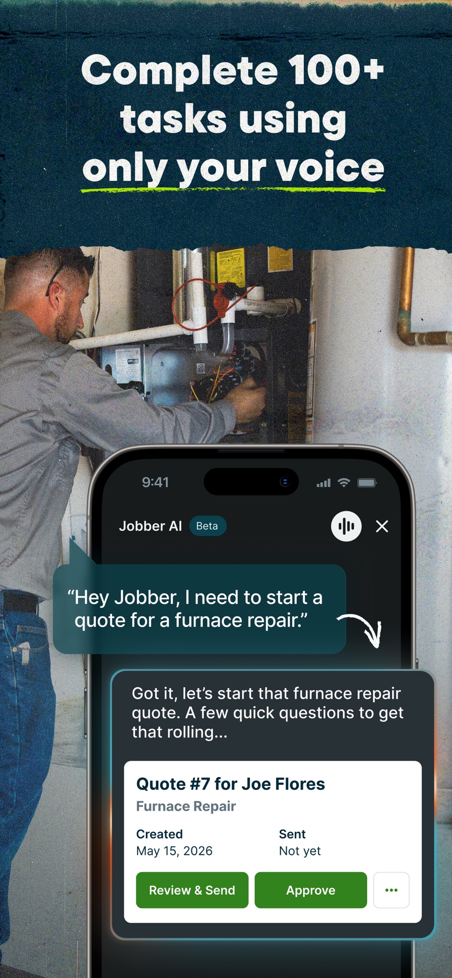 Jobber app showing job scheduling on a phone