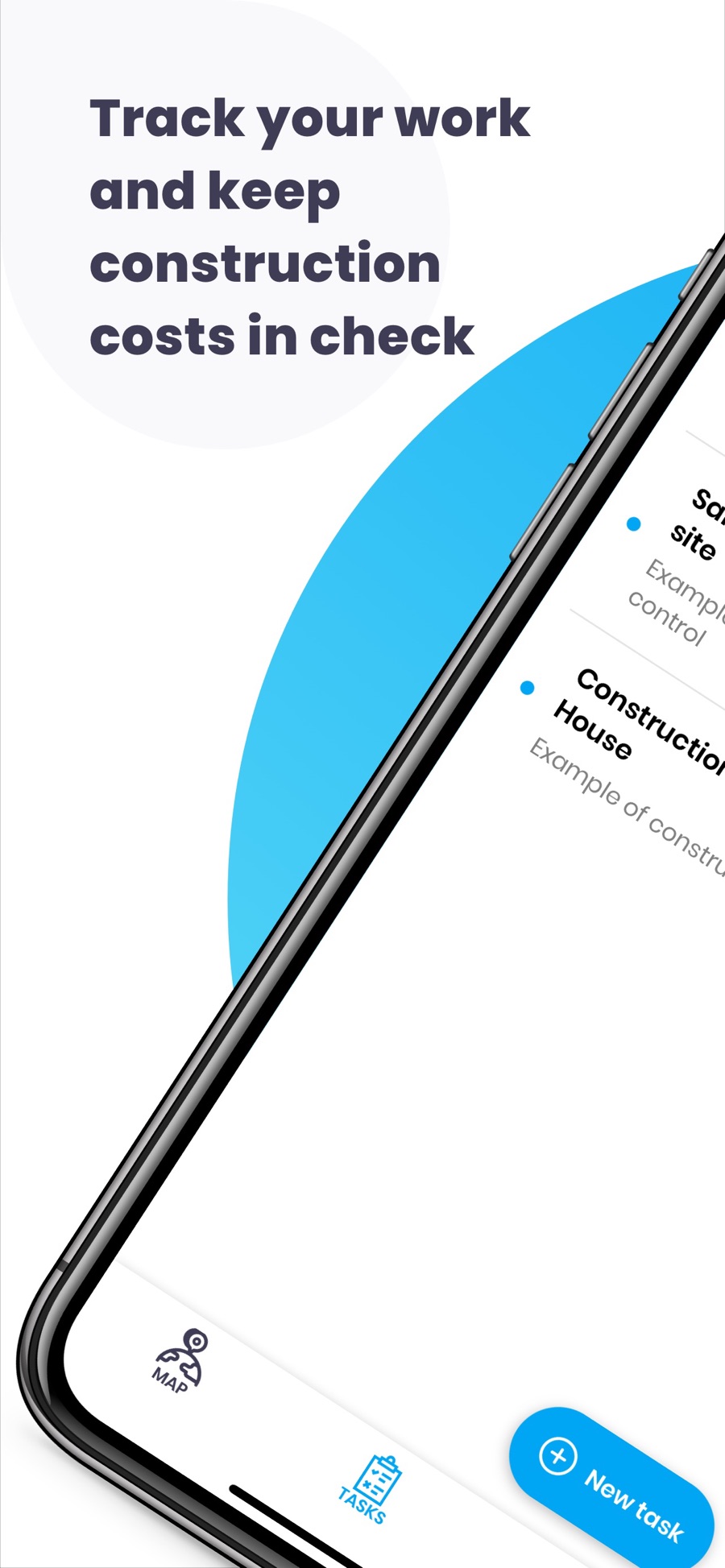 Mela app showing a construction site checklist on a phone