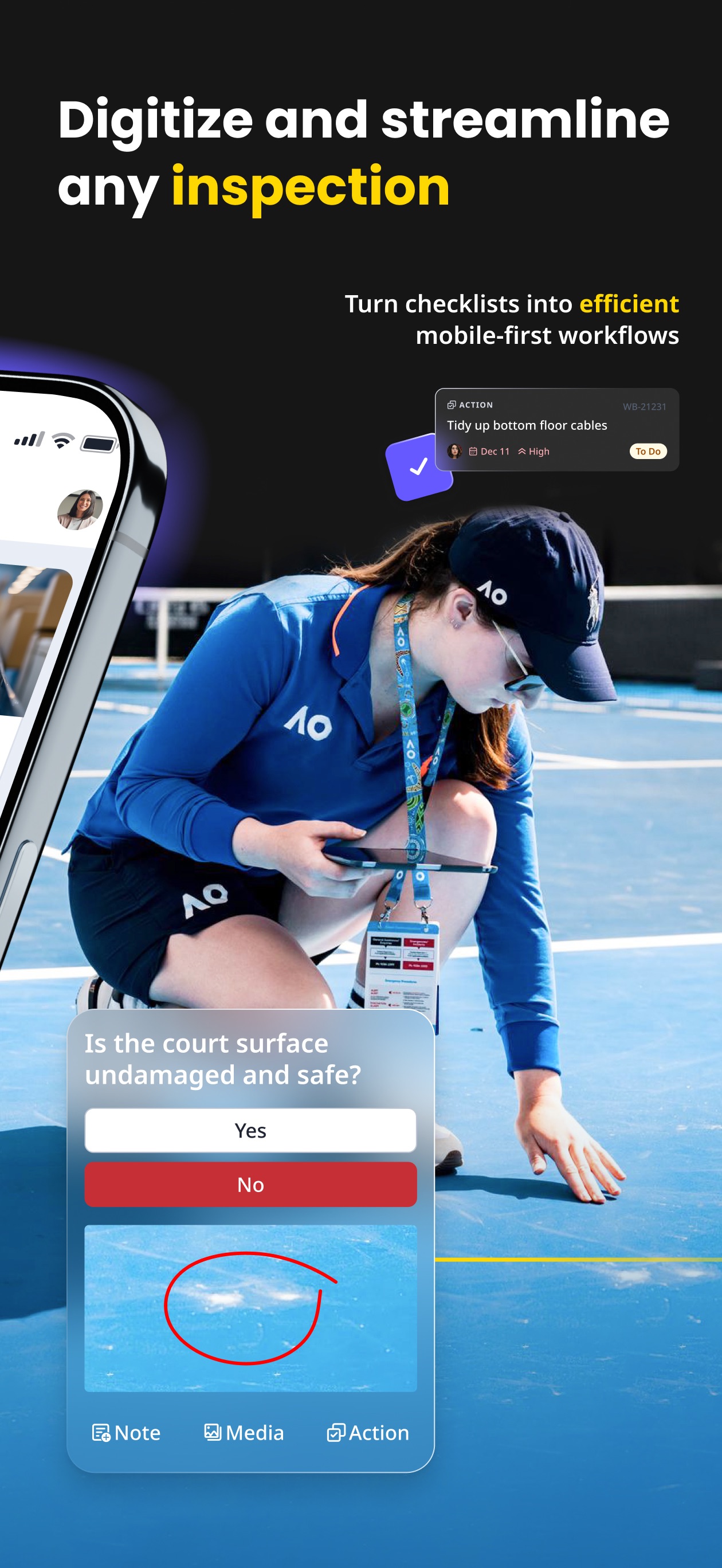 Mitti by SafetyCulture app showing an inspection checklist on a phone